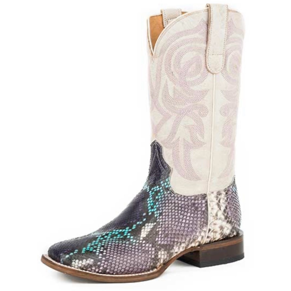 Women’s Roper multi colored Snakeskin Cowboy Boots w/Embroidered Shaft size 7.5